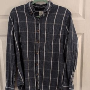 Ben Sherman Navy and White Plaid 100% Cotton Men's Shirt XL